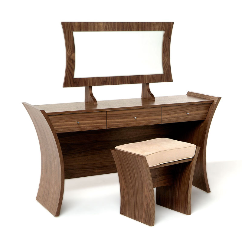 Furniture Lovely Wooden Curved Shape Dressing Table Set